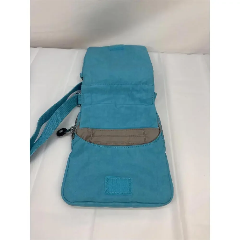 Kipling Eldorado Small Crossbody Bag Teal Pockets Card Slots Zip Snap Adjustable - Picture 3 of 8
